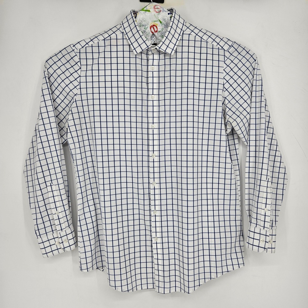 Mizzen Main Shirt Mens XXL‎ Trim Fit Blue White Long Sleeve Casual Performance